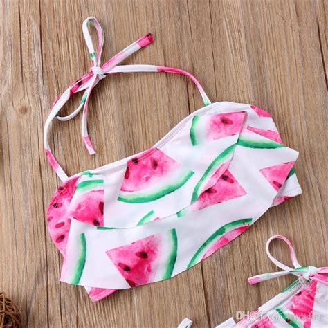 2020 2 7t Girls Watermelon Bikini Set Halterneck Topshorts Kids Cute