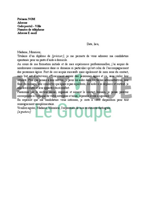 Lettre De Motivation Pour Aide à Domicile Sans Expérience