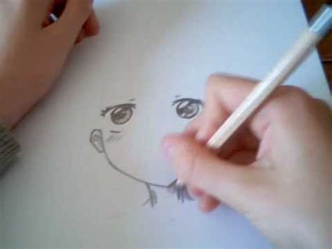 You can draw a hint of the eyelids directly on this line and the eyebrows slightly below that. how to draw anime person - YouTube
