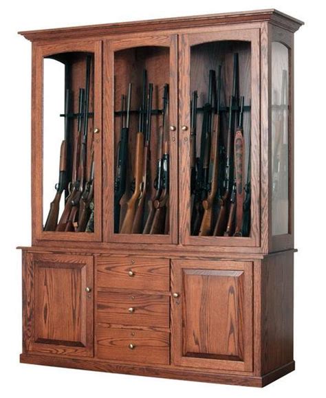 For this tutorial, we'll be making a wooden gun cabinet best suited for rifles or guns. Deluxe 20-Gun Cabinet from DutchCrafters Amish Furniture