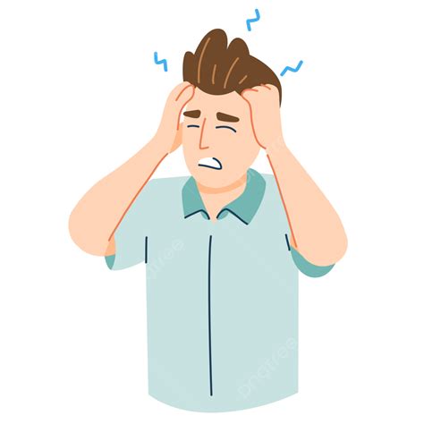 Pria Yang Stres Memegang Kepalanya Merasa Pusing Dan Sakit Kepala Menekankan Sakit Kepala