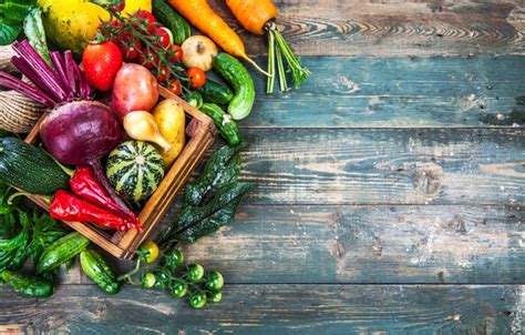 Wallpaper Harvest Vegetables Fresh Wood Vegetables Healthy