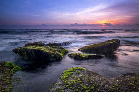 1031739 Landscape Sunset Sea Bay Rock Nature Shore Reflection