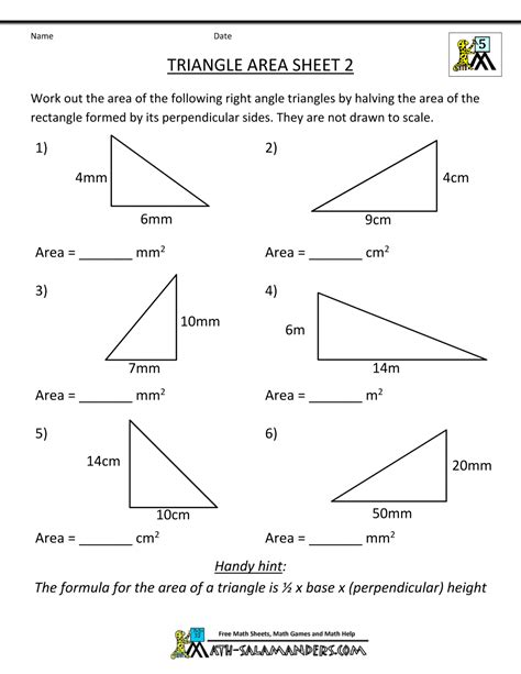 Area And Perimeter Of Triangle Worksheet