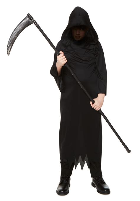 Kleidung And Accessoires Boys Grim Reaper Costume Black Robe Ghoul Scary