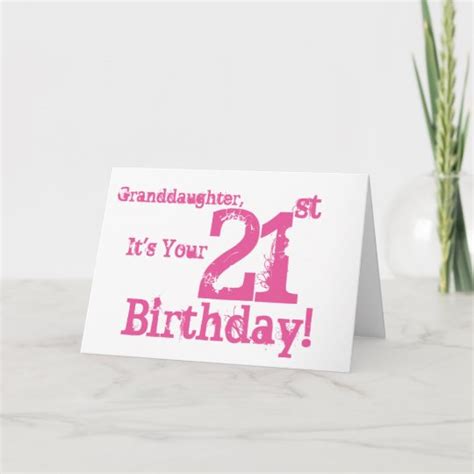 Granddaughters 21st Birthday In Pink Card