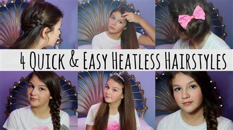 4 Quick And Easy Heatless Hairstyles Youtube