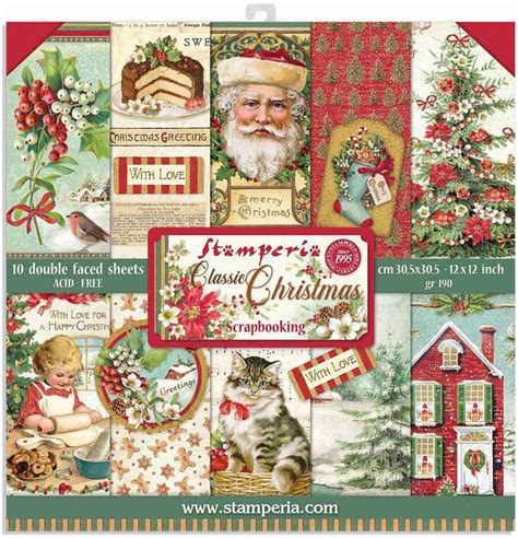 Stamperia Double Sided Paper Pad 12x12 10pkg Classic Christmas 10