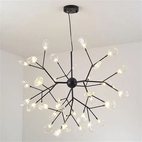 Nordic Glass Led Chandeliers Lamparas Tree Branch Black Pendant Lamps