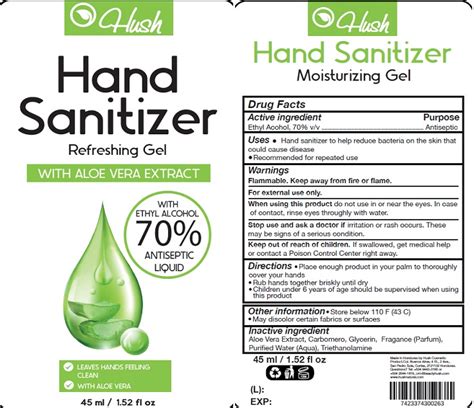 So i've used salt to separate alcohol from hand sanitizer, but it's still impure. Hush Hand Sanitizer with Aloe Vera Extract: Details from the FDA, via OTCLabels...