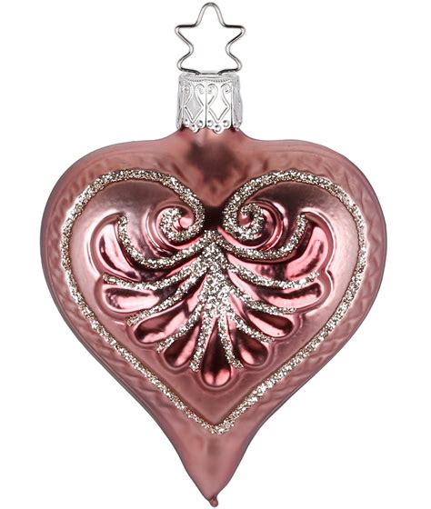 Vintage Pink Heart Ornament Inge Glass Christmas Ornaments