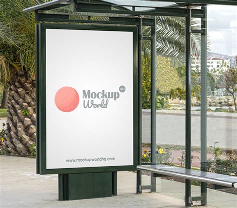 bus stop poster city light mockup mockup world hq