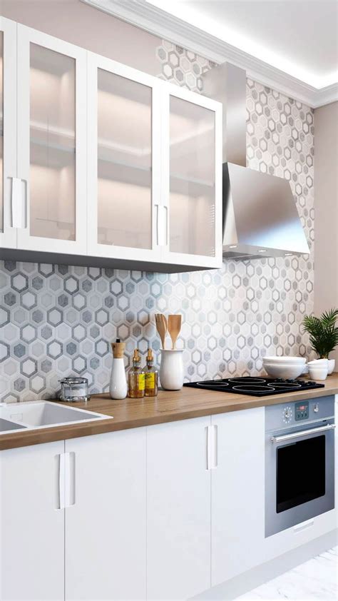 Showcase the black kitchen trend with black hexagon backsplash tiles. 2020 Kitchen Tile Trends for Backsplash & Beyond in 2020 | Modern kitchen backsplash, Kitchen ...