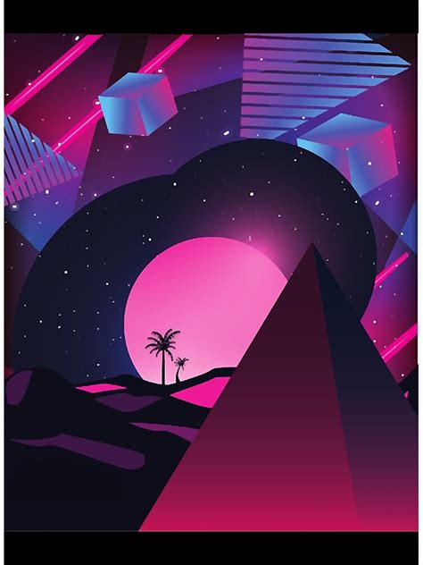 Vaporwave Synthwave Galactic Pyramid Sunset Poster For Sale By