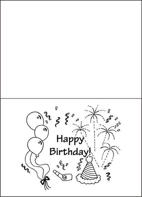Printable Birthday Cards For Coloring Happy Birthday Card Printable