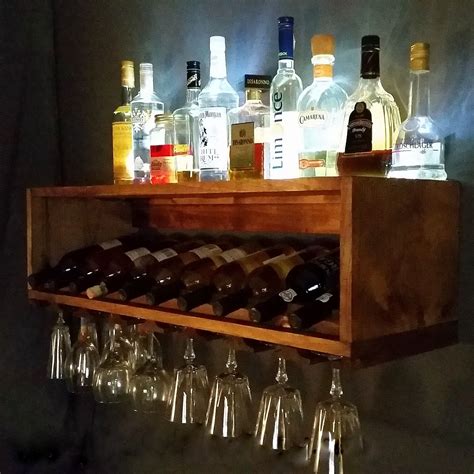 Fits wine bottles nicely and has racks for glasses , and i can place a plant. Buy Hand Made Lighted Wine Bottle And Glass Rack - Alcohol ...