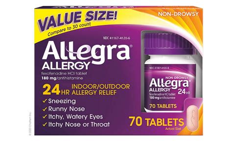 43 Off Allegra Adult 24 Hour Allergy Relief 70 Count Amazon Living