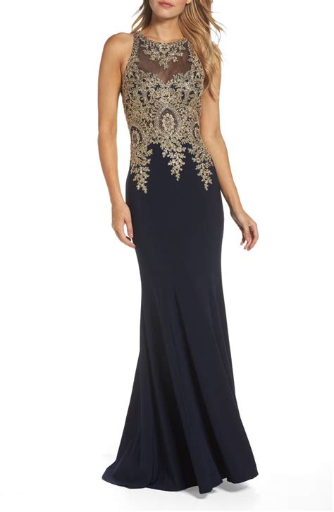 Xscape Embroidered Mermaid Gown Regular And Petite Nordstrom
