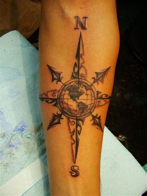 Simplistic in design but bold in execution this compass tattoo for guys is the perfect piece for a shoulder, thigh, or foot tattoo. Compass Tattoos for Men - Ideas and Designs for Guys