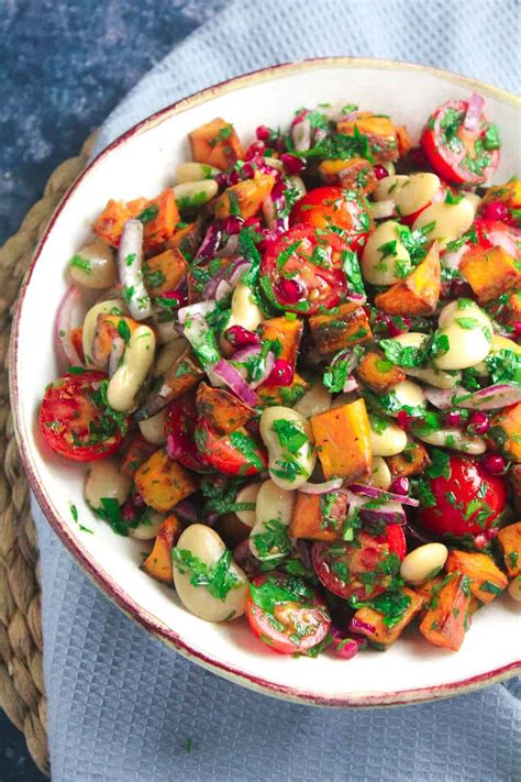 Roast Sweet Potato Salad With Pomegranate And Tomato Carrie S Kitchen