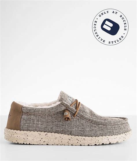 Hey Dude Wally Shoe Mens Shoes In Sherpa Chocolate Chip Buckle