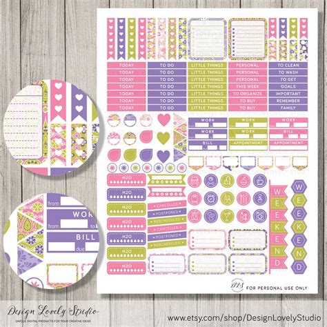 Printable Horizontal Planner Stickers Erin Condren Etsy