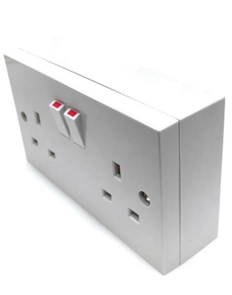 13amp Twin Double Switched Wall Plug Socket And 25mm Pattress Surface