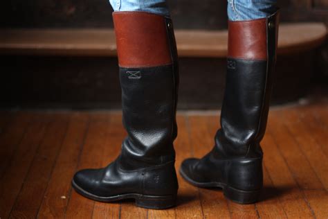 Frye Leather Riding Boots 75 Two Tone Black And Brown Tall Etsy