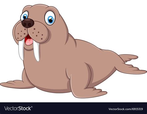 Cartoon Walrus Royalty Free Vector Image Vectorstock