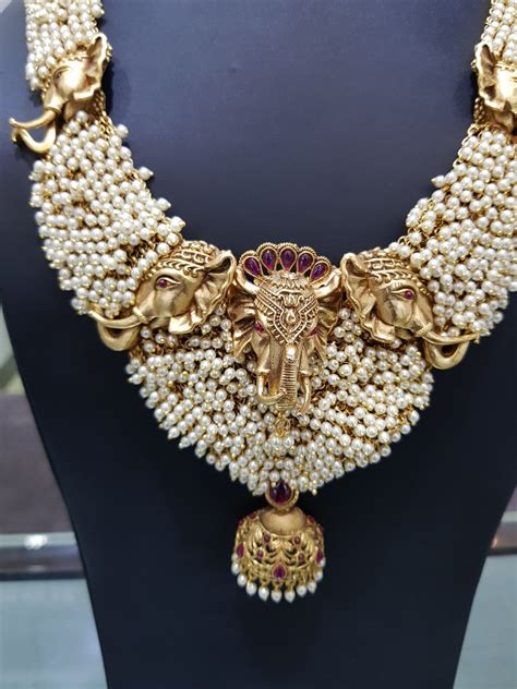 Temple Jewelry Pearl Necklace South Indian Jewelry Antique Etsy