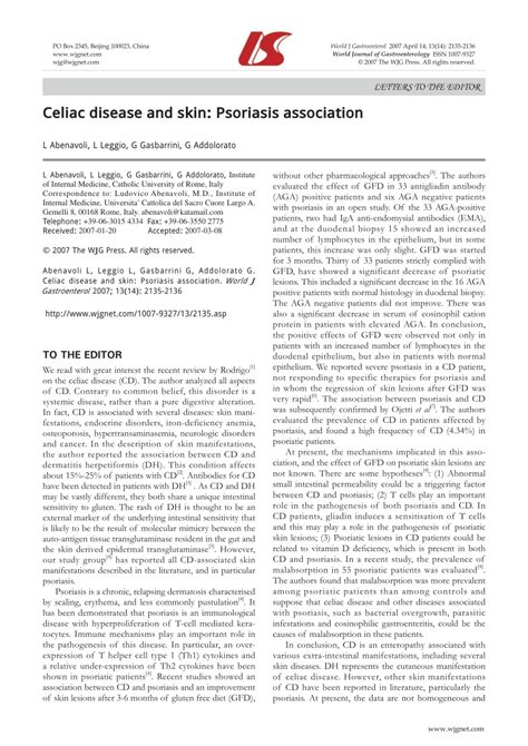 Pdf Celiac Disease And Skin Psoriasis Association