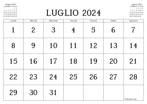 Calendario 2024 Mensile Luglio Jenda Lorette
