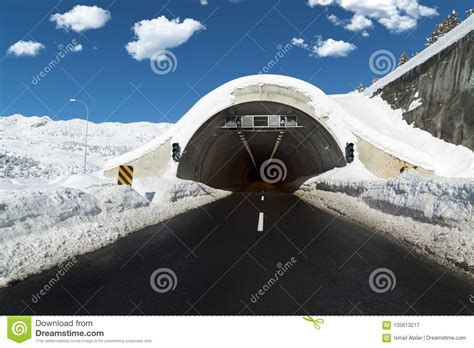 Tunnel And Snowy Winter Roads Stock Image Image Of Green Landscape