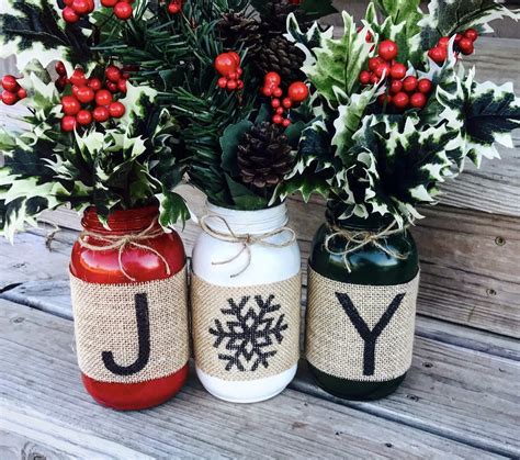 To get every inch of your home into the holiday spirit, take a cue from these creative and festive decorating ideas for spaces forever committed to your favorite color palette? Christmas Holiday Burlap Mason Jars set of 3 - Knot and ...