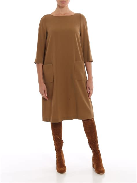 Max Mara Studio Siri Crepe Satin Dress Knee Length Dresses