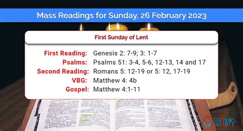 Daily Mass Readings For Sunday 26 February 2023 Catholic Gallery