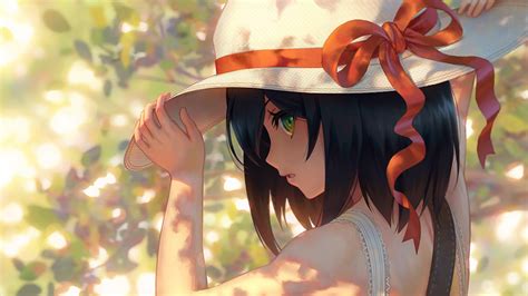 Anime Girl In A Hat With A Red Bow Wallpapers And Images Wallpapers