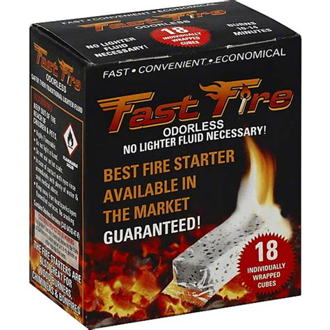 Fast Fire Fire Starter Individually Wrapped Cubes Charcoal