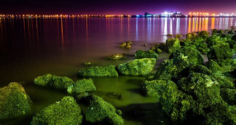 Wallpaper Sunlight Night Water Nature Urban Reflection Green