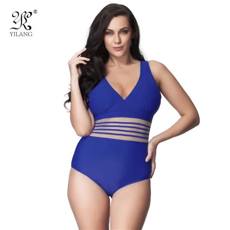 Sexy One Piece Swimsuit Women Plus Size Deep V Swimwear Transparent