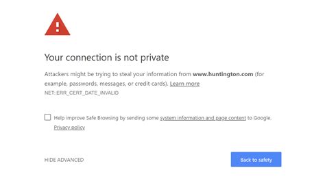 Browsers will return a connection not secure error when they can't verify a website's ssl certificate. Privacy Error: How to Fix "NET:: ERR_CERT_COMMON_NAME ...