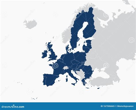 Blue Map Of European Union Stock Vector Illustration Of Middle 167506665