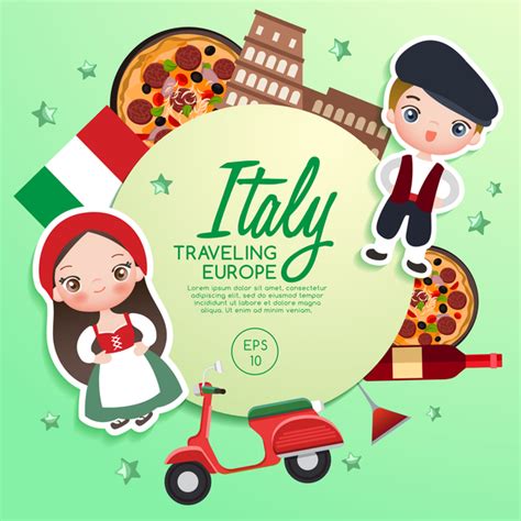 Italy Travel Cartoon Template Vector Free Download
