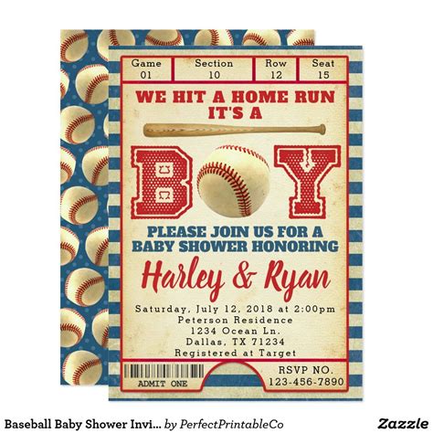 Baseball Baby Shower Invitation Invite Baby Shower