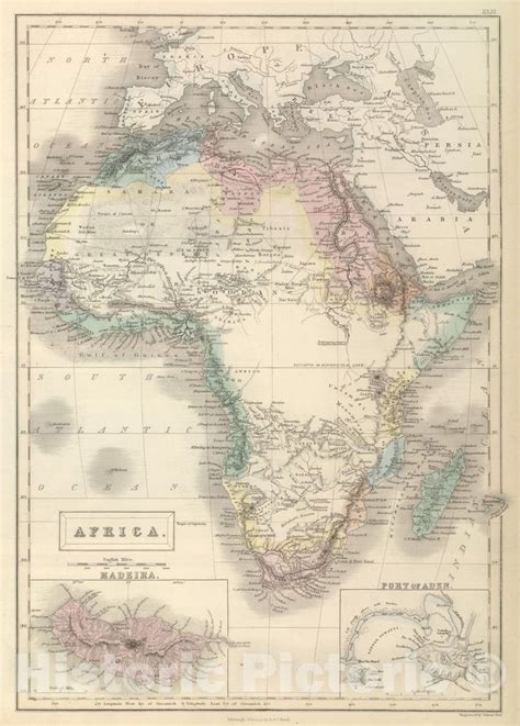 Historic Map 1854 Map Of Africa Vintage Wall Art Africa Map