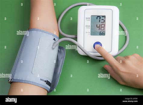 Measuring Blood Pressure With Digital Equipment Stock Photo Alamy
