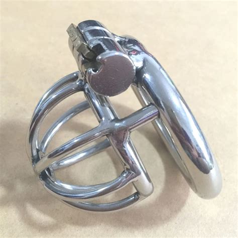 Sexy Male Short Stainless Steel Chastity Lock Device Metal Chastity