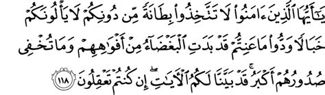 Tafsir Al Quran Surat Ali Imran Ayat 118 Jangan Mudah Percaya Dengan