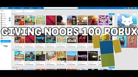 Roblox Giving Noobs 100 Robux Youtube