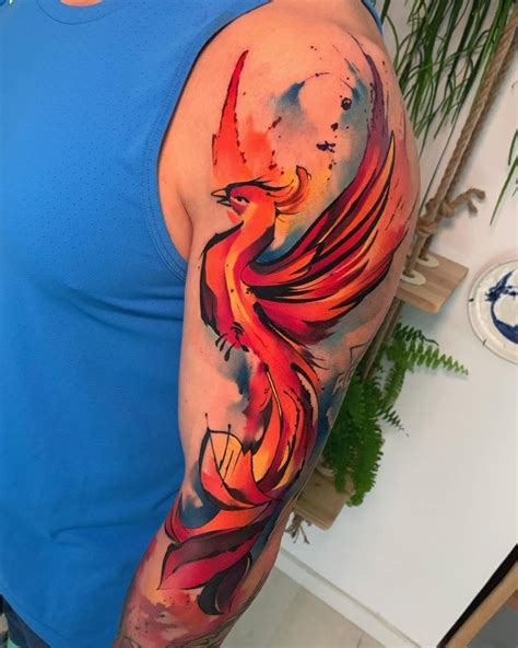 Watercolor Style Phoenix Tattoo Located On The Arm